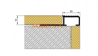 ALUMINUM ANTI-SLIP PROFILE FOR STEPS   H10x20 mm, Silver mat