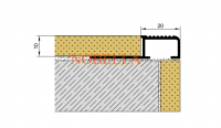 ALUMINUM ANTI-SLIP PROFILE FOR STEPS   H10x20 mm, Gold matt