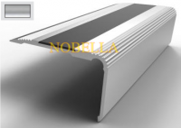 ANTI-SLIP ALUMINUM PROFILE FOR STEPS WITH RUBBER TAPE L55xH32 mm, Silver matt